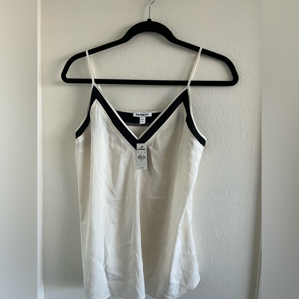 Express Women's Black and Cream Camisole